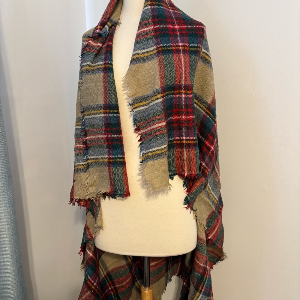 Plaid Fringe Scarf